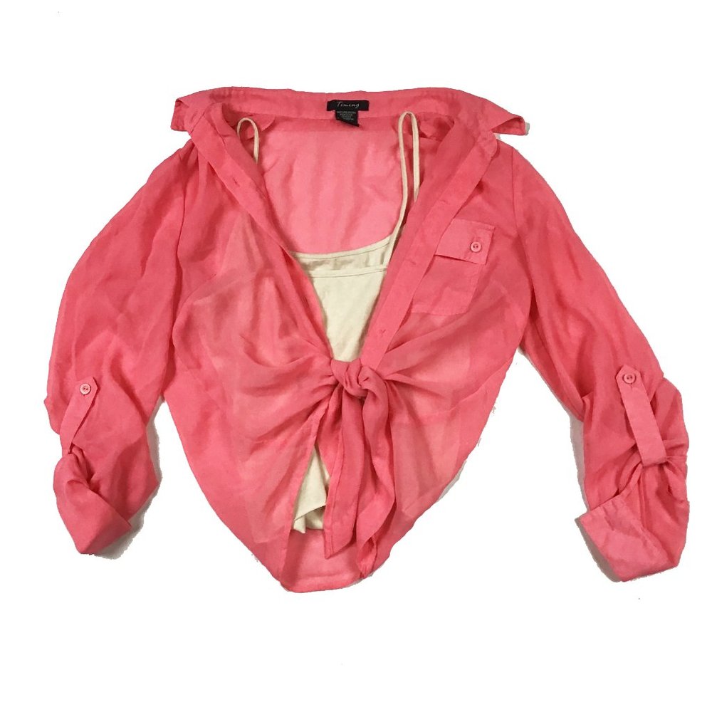 Coral Sheer Button-down
